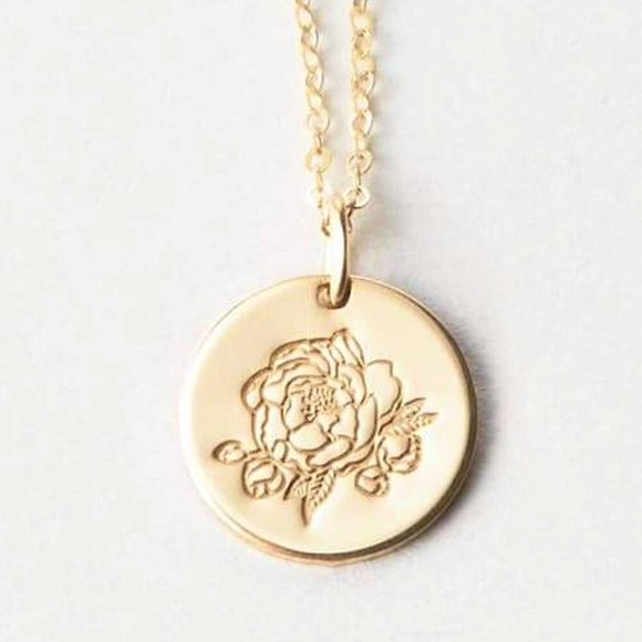 Peony November Birth Flower Engraved Boho Necklace - Picture 6 of 15